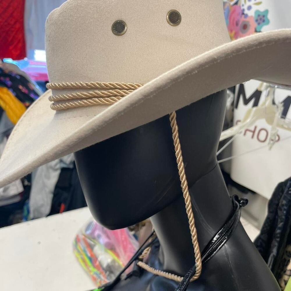 Tan cowboy hat with rope